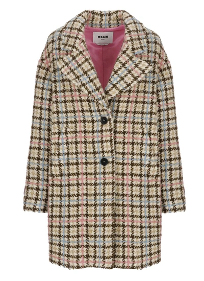 Msgm Houndstooth In Beige