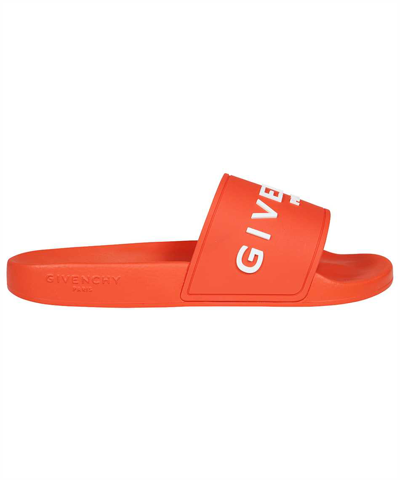 Shop Givenchy Slide Flat In Rubber Slides In Orange