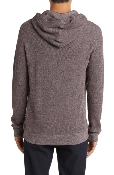 Shop Vince Pima Cotton Mouliné Thermal Hoodie In Pinot Vino/ Off White