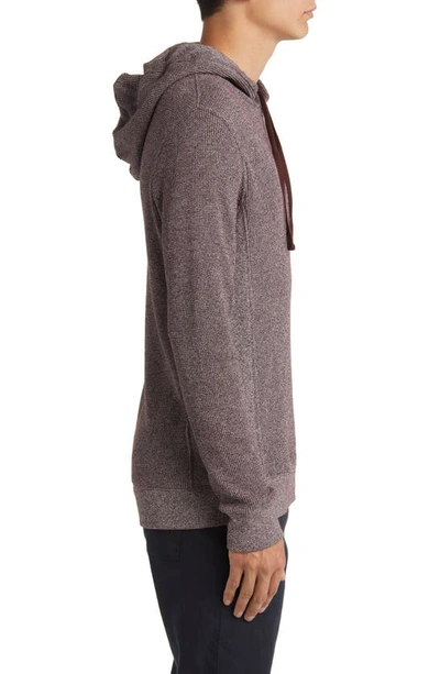 Shop Vince Pima Cotton Mouliné Thermal Hoodie In Pinot Vino/ Off White