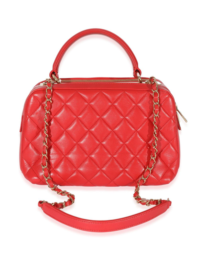 Pre-owned Chanel 2016 Trendy Cc Bowling Bag In Red