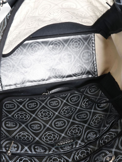 Pre-owned Chanel 2018 Camellia Logo-print Tote Bag In Black