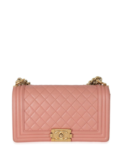 Pre-owned Chanel Boy  中号单肩包（2017-2018年典藏款） In Pink