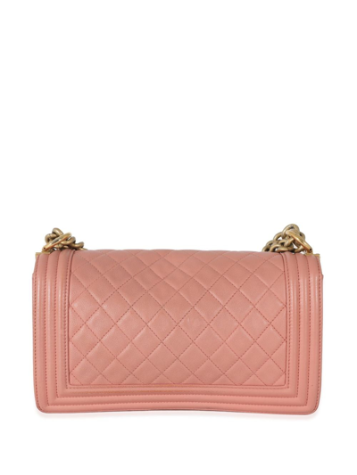 Pre-owned Chanel Boy  中号单肩包（2017-2018年典藏款） In Pink