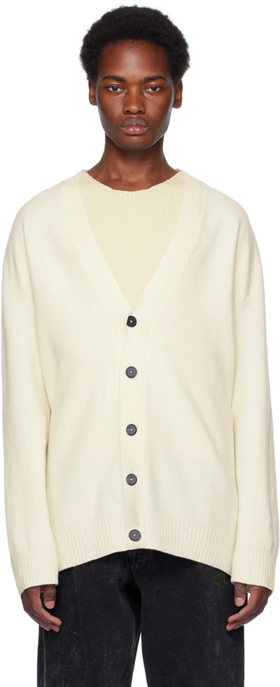 Shop Jil Sander Off-white Button Cardigan In 107 - Cloud