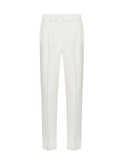 Shop Brunello Cucinelli Elastic Waist Cropped Trousers In White