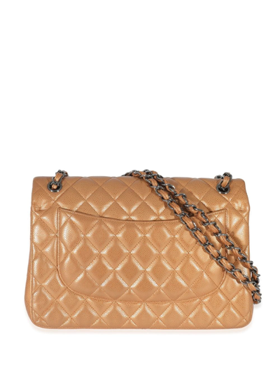 Pre-owned Chanel 2011 Jumbo Double Flap Shoulder Bag In Gold