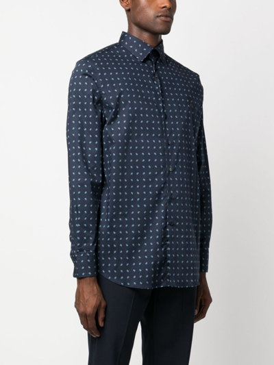 Shop Etro Paisley-print Button-up Shirt In Blue
