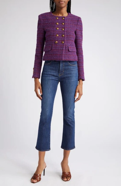 Veronica Beard Carly High Rise Cropped Kick Flare Jeans In Sierra In Bright Blue