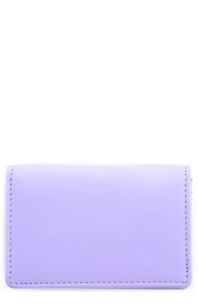 Shop Royce New York Leather Card Case In Lavender - Silver