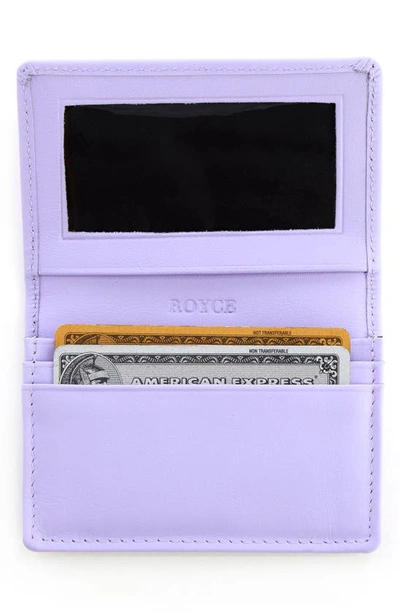 Shop Royce New York Leather Card Case In Lavender - Silver