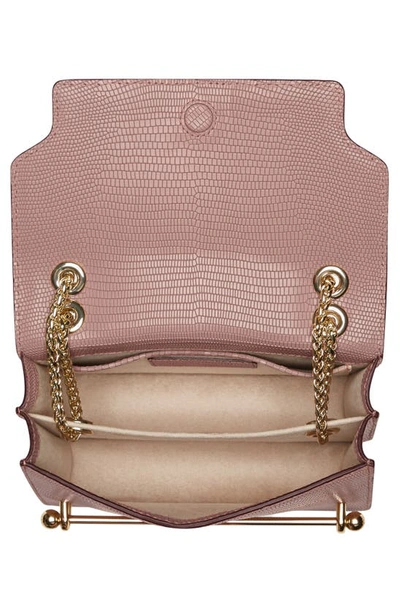 Shop Strathberry Mini East/west Lizard Embossed Leather Shoulder Bag In Blush Rose
