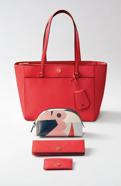 Tory Burch Robinson Leather Card Case In Light Mango