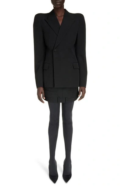 Shop Balenciaga Deconstructed Wool Trouser Skirt In Black