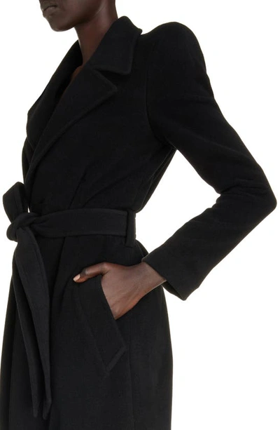 Shop Balenciaga Round Shoulder Cashmere & Wool Blend Wrap Coat In Black