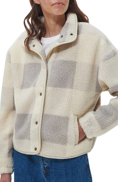 Shop Barbour Lichen Overlayer Polar Fleece Recycled Polyester Jacket In Beige Multi