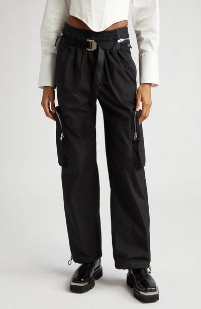 Shop Dion Lee Belt Bag Organic Cotton Blend Cargo Pants In Black
