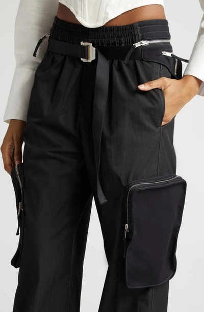 Shop Dion Lee Belt Bag Organic Cotton Blend Cargo Pants In Black