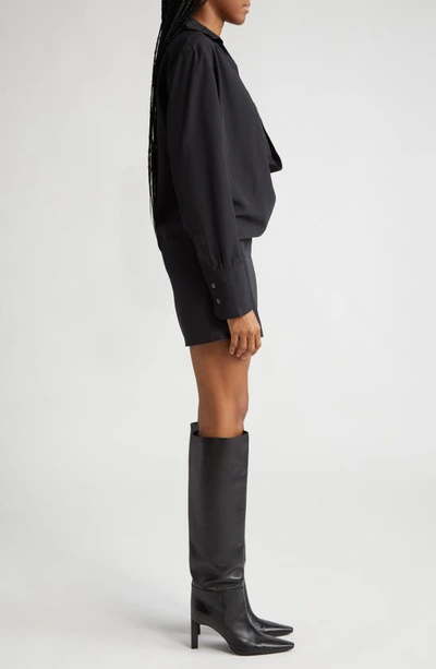Shop Dion Lee Circle Long Sleeve Mini Shirtdress In Black