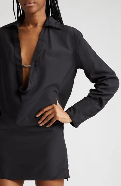 Shop Dion Lee Circle Long Sleeve Mini Shirtdress In Black