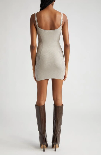 Shop Dion Lee Serpent Lace Rib Body-con Minidress In Alloy