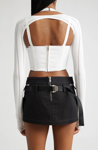 Shop Dion Lee Snakeskin Effect Modular Corset Top In White/ Ivory