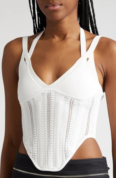 Shop Dion Lee Snakeskin Effect Modular Corset Top In White/ Ivory