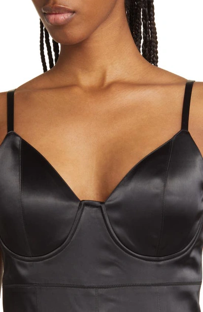 Bebe Satin Corset Dress In Black