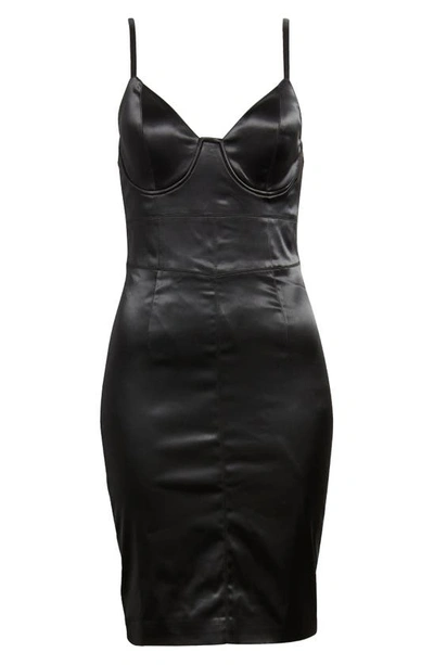 Shop Bebe Satin Corset Dress In Black