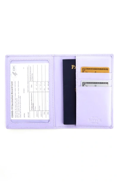 Royce New York Leather Vaccine Card & Passport Holder In Lavender- Gold Foil