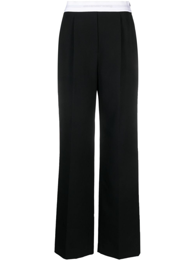 Shop Alexander Wang Logo-waistband Wool Trousers - Women's - Wool/polyester In Black