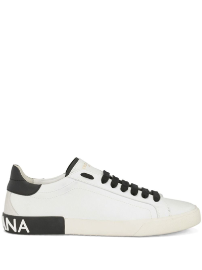 Shop Dolce & Gabbana White Portofino Leather Sneakers
