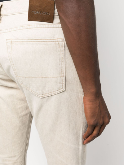 Shop Tom Ford Mid-rise Straight-leg Jeans In Neutrals