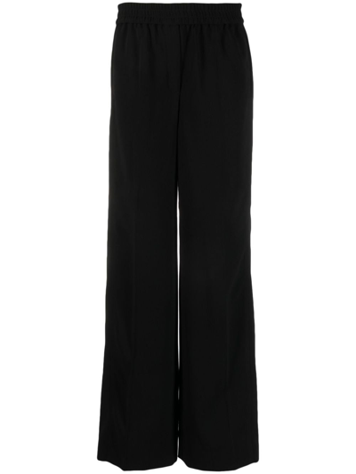 Shop Calvin Klein Wide-leg Twill-weave Trousers In Black