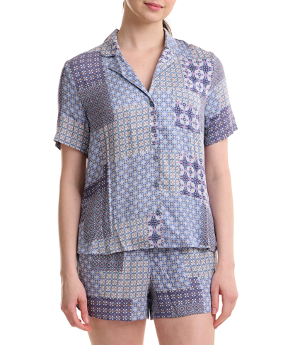 Shop Splendid Women's 2-pc. Printed Notched-collar Pajamas Set In Patchwork Geo