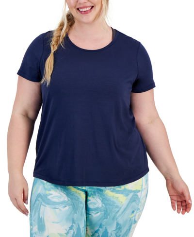 Shop Id Ideology Plus Size Mesh-back T-shirt, Created For Macy's In Indigo Sea