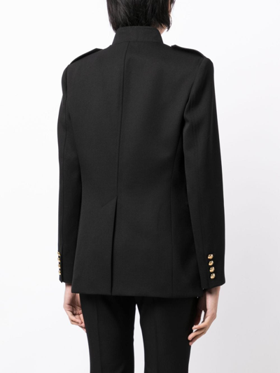 Shop Nili Lotan Button-up Virgin Wool Blazer In Black