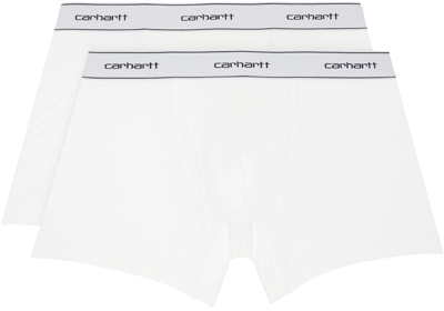 Shop Carhartt Two-pack White Cotton Boxers In 931 White + White