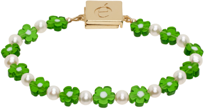 Shop Eliou White & Green Nikola Bracelet In Pearl