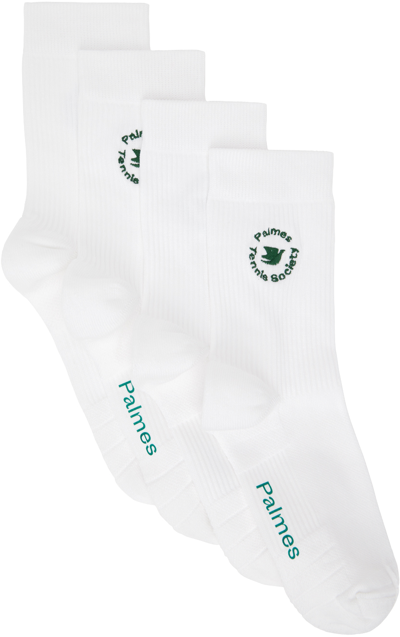 Shop Palmes Two-pack White Mid Socks
