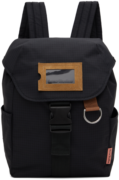 Shop Acne Studios Black Id Backpack In 900 Black