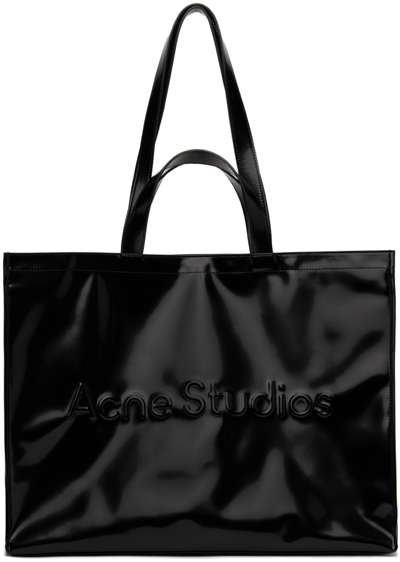 Shop Acne Studios Black Logo Tote In 900 Black