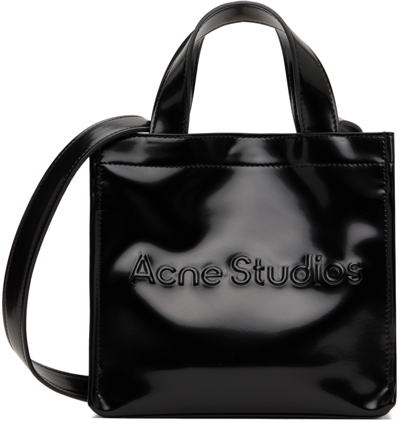 Shop Acne Studios Black Mini Logo Tote In 900 Black