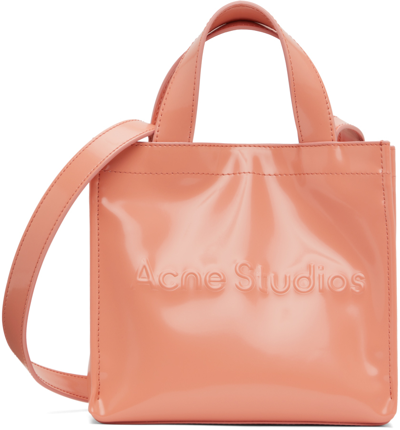 Shop Acne Studios Pink Mini Logo Tote In Ad2 Salmon Pink