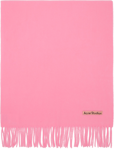 Shop Acne Studios Pink Narrow Fringe Scarf In Bubble Pink
