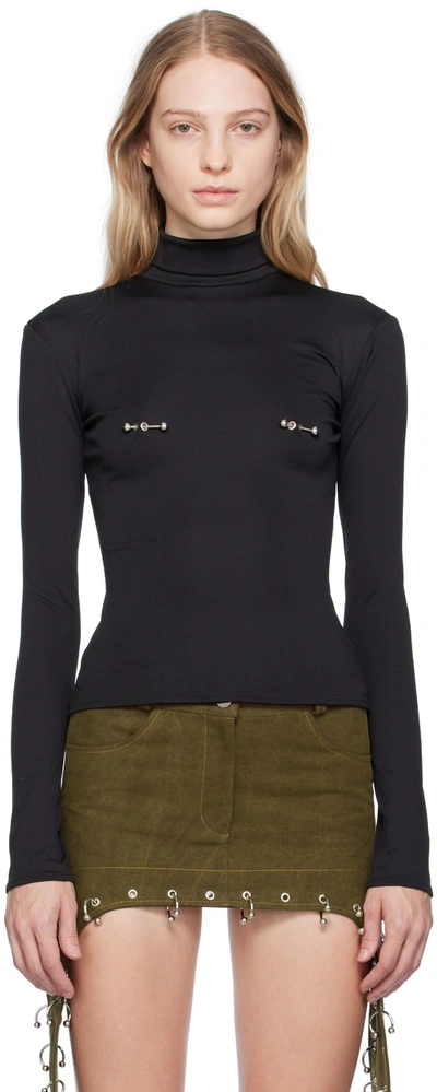 Shop Lado Bokuchava Black Pierced Turtleneck