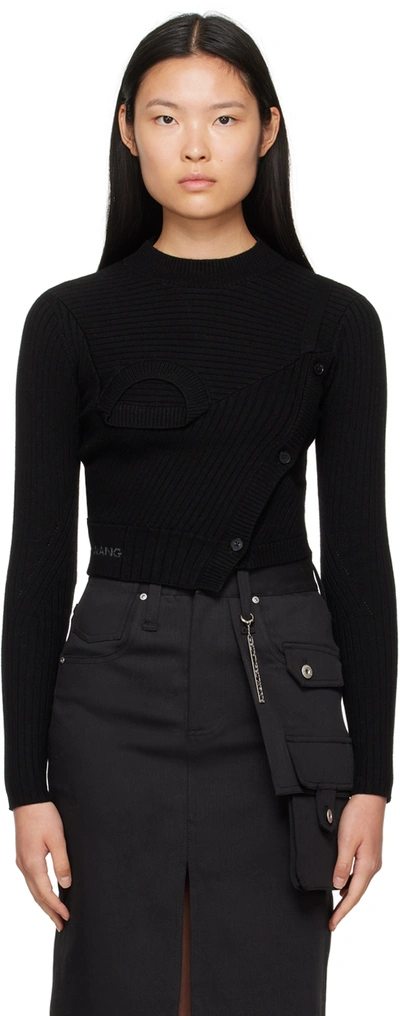 Feng Chen Wang Black Ribbed Sweater In Black