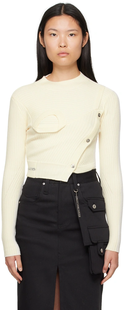 Feng Chen Wang Off-white Ribbed Sweater In White