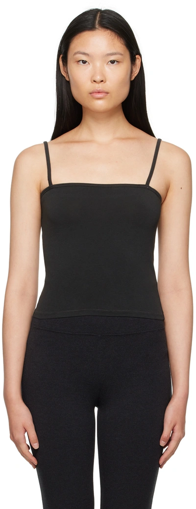 Shop Skims Black New Vintage Straight Neck Camisole In Washed Onyx