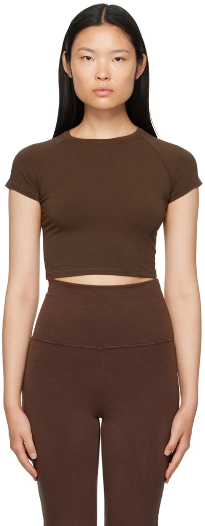 Shop Skims Brown New Vintage Cropped Raglan T-shirt In Cocoa
